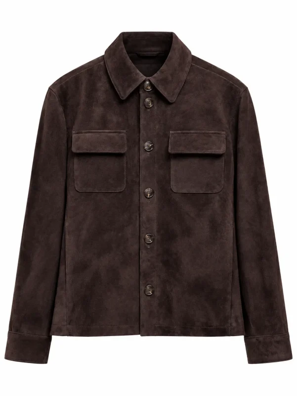 LP Dark Brown Suede Lambskin Shirt Jacket