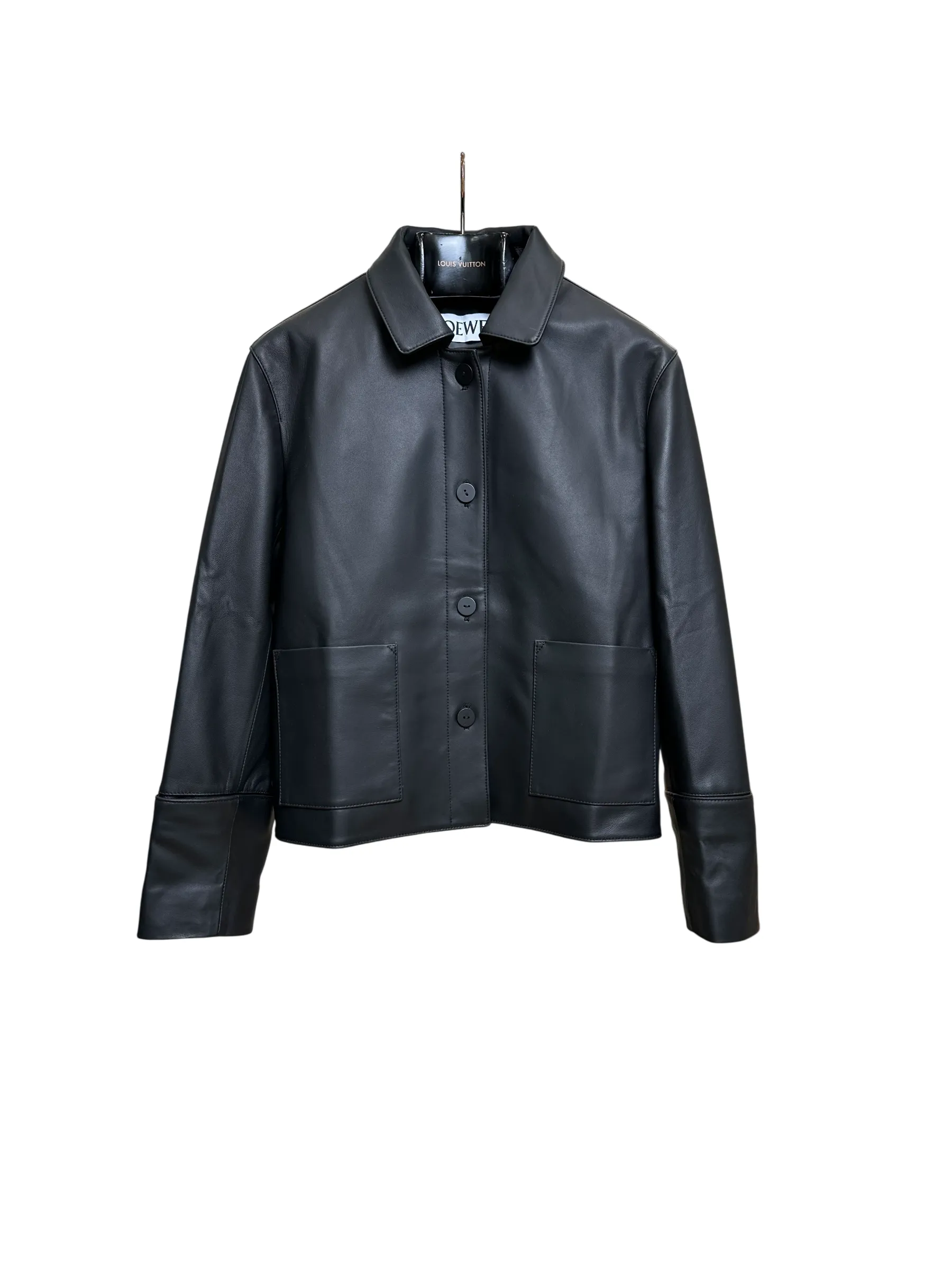 Lambskin Button-Up Leather Jacket