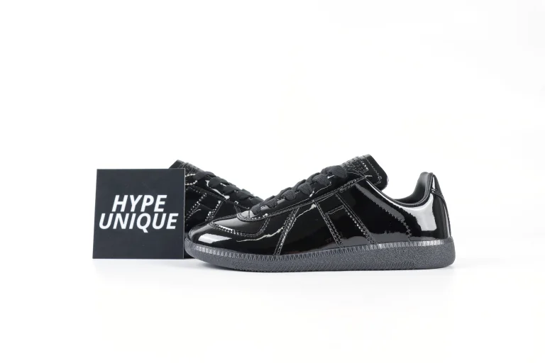 MM Replica Patent Leather Sneakers Black Side Profile