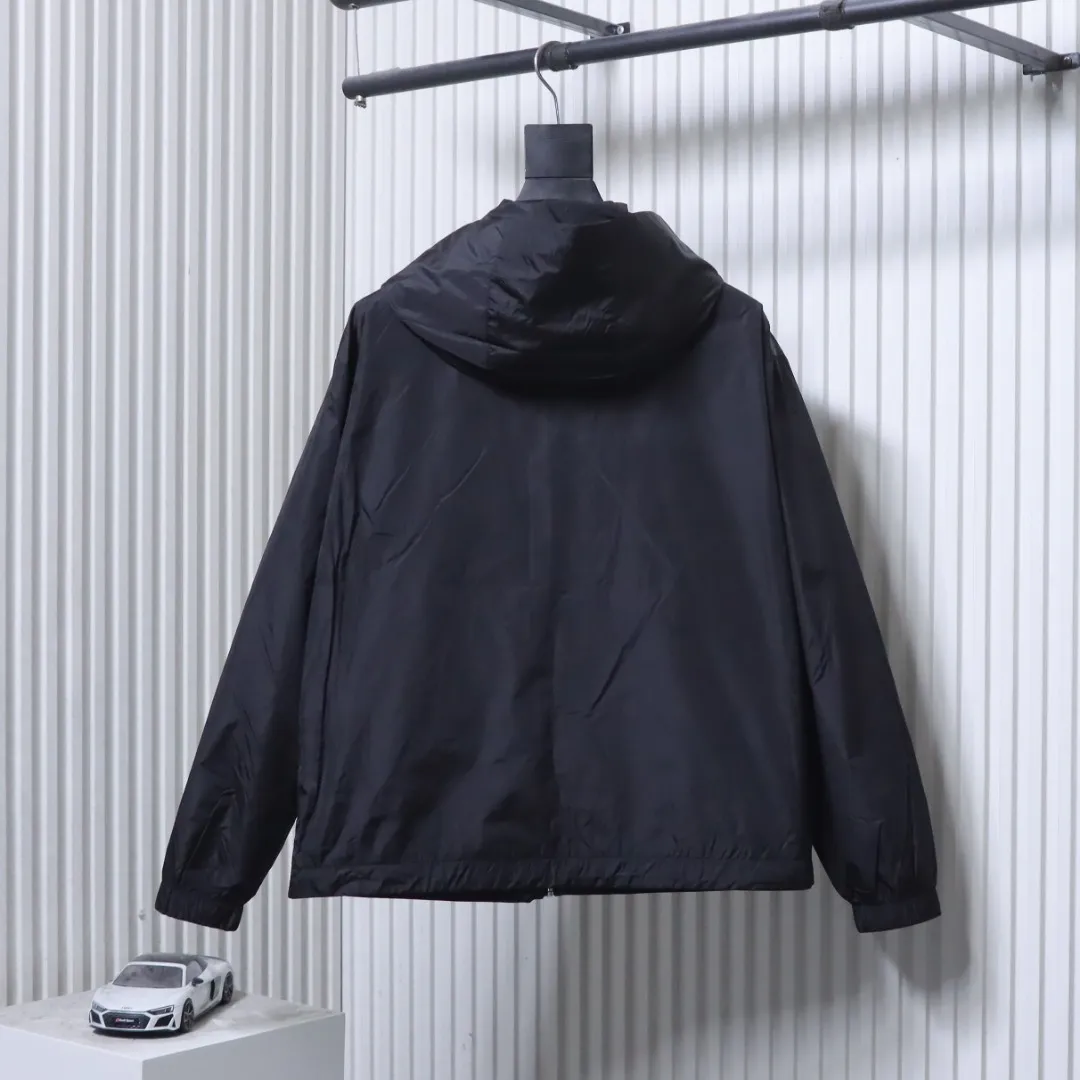 Back View Mcler Embroidered Logo Hooded Windbreaker Jacket