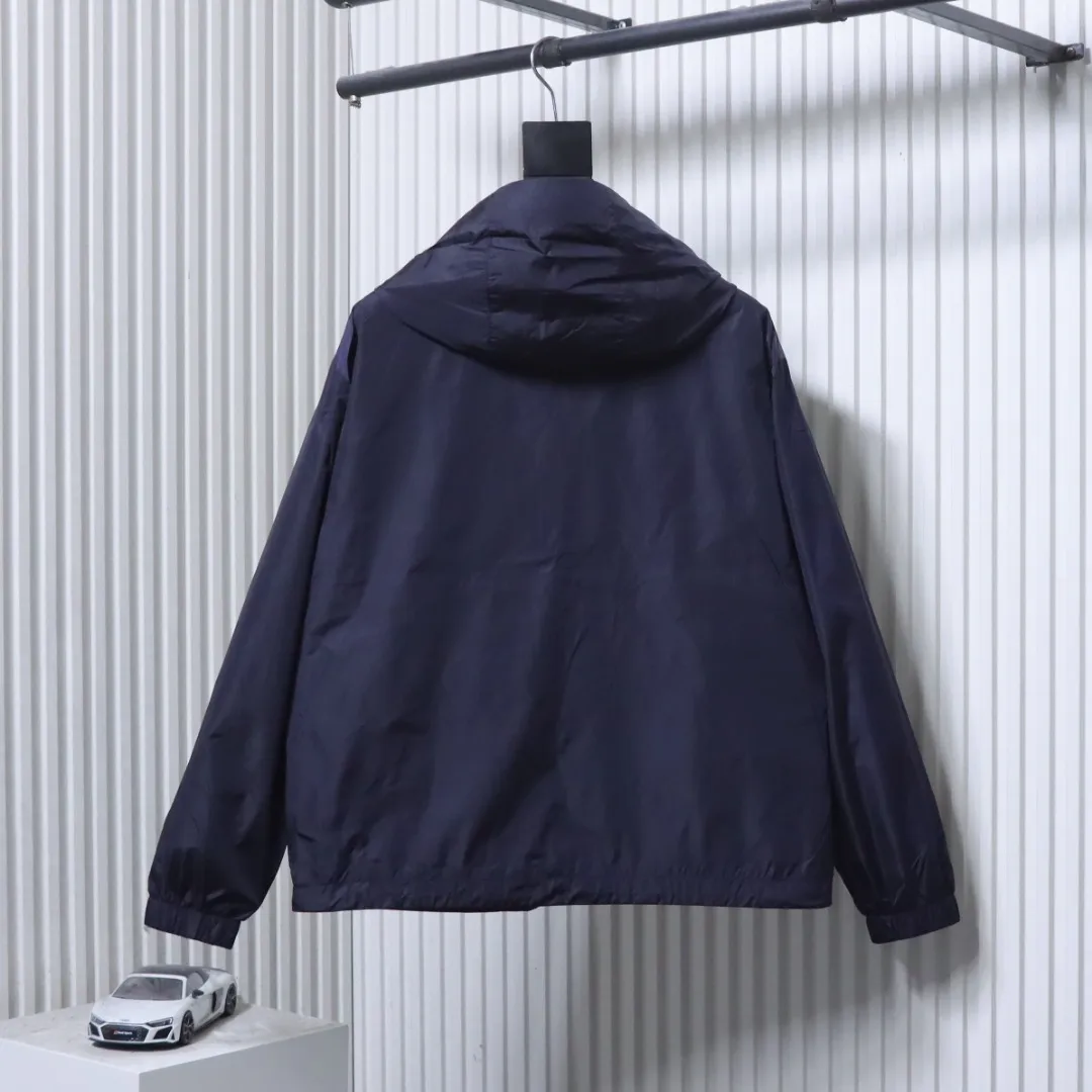 Back View Mcler Embroidered Logo Hooded Windbreaker Jacket
