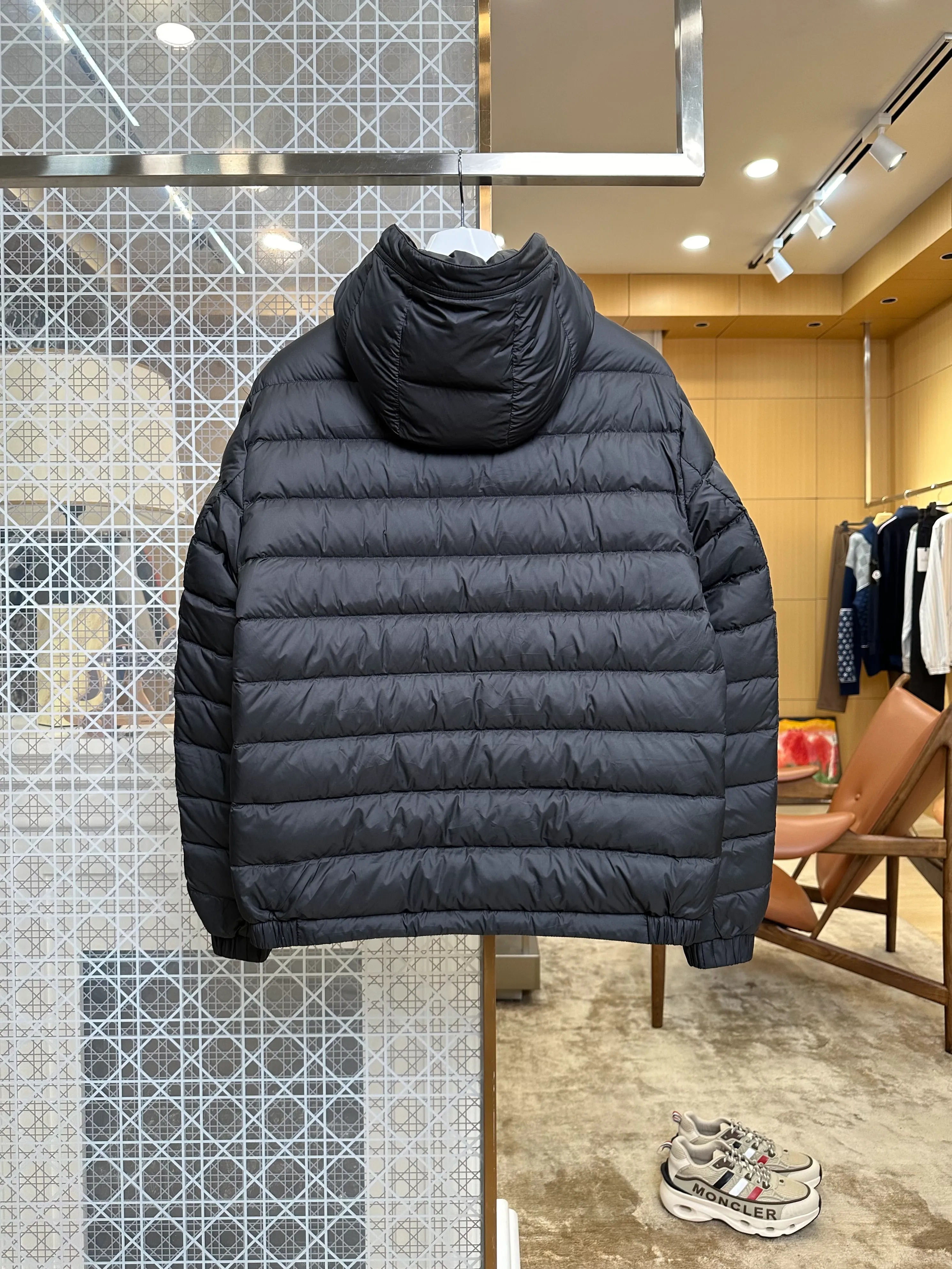 Back View Mcler Lightweight Hooded Down Jacket