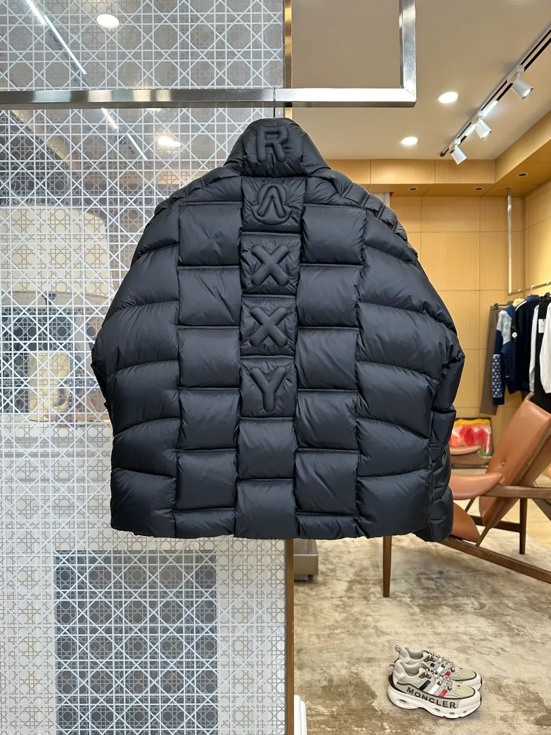 Back View Mcler Logo Stand Collar Goose Down Jacket
