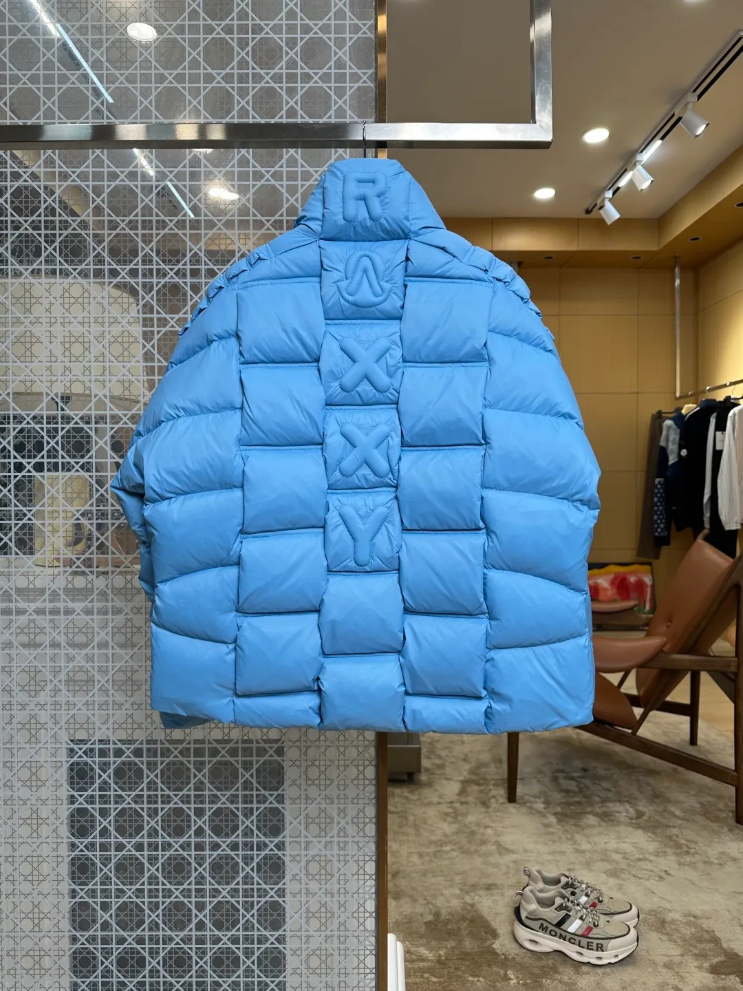 Back View Mcler Logo Stand Collar Goose Down Jacket
