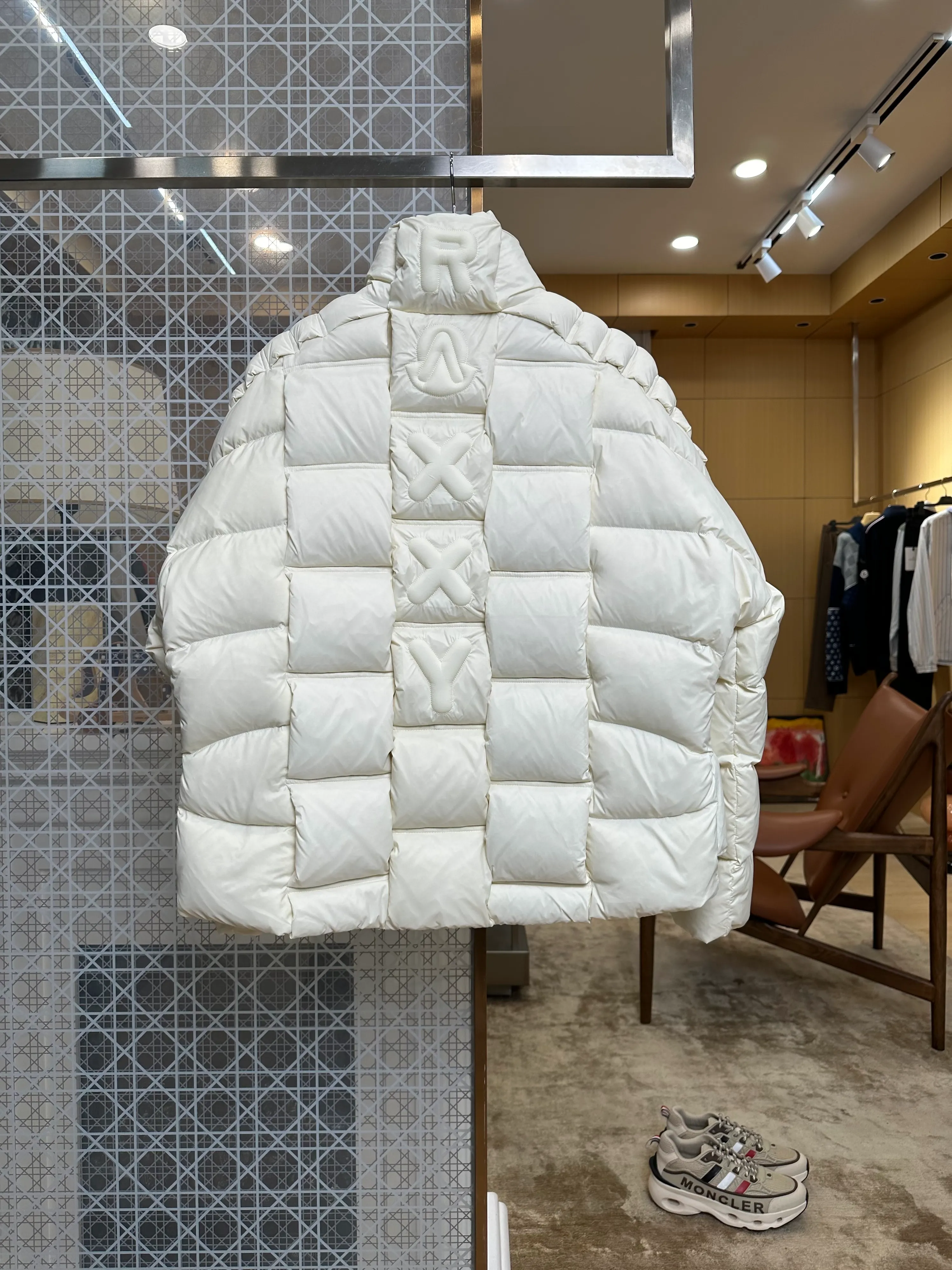 Back View Mcler Logo Stand Collar Goose Down Jacket