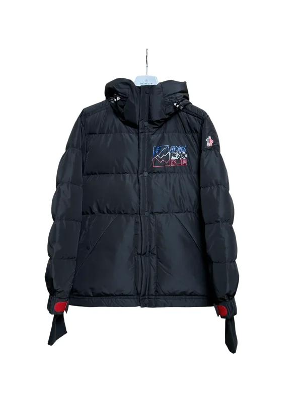 Mcler Monogram Print Hooded Goose Down Jacket