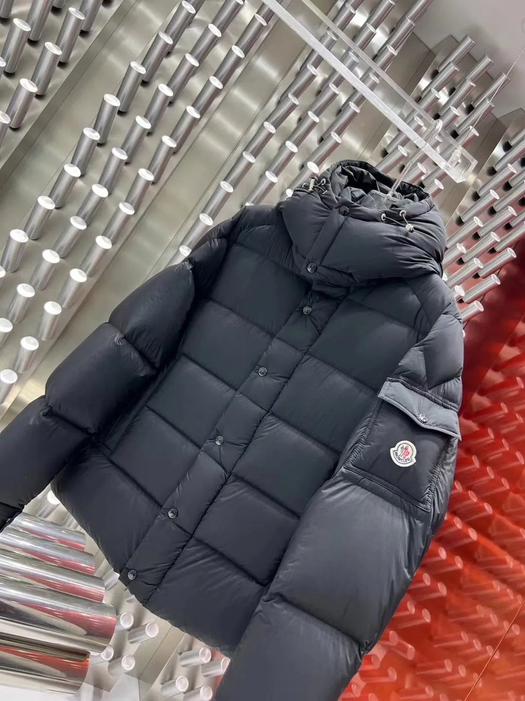 Side View Mcler Vezere Matte Hooded Down Jacket