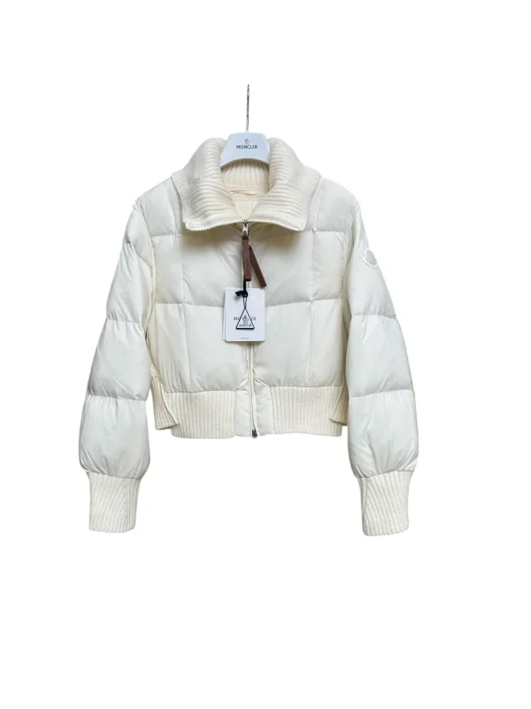 Mcler Women's Ribbed Knit Collar Goose Down Jacket