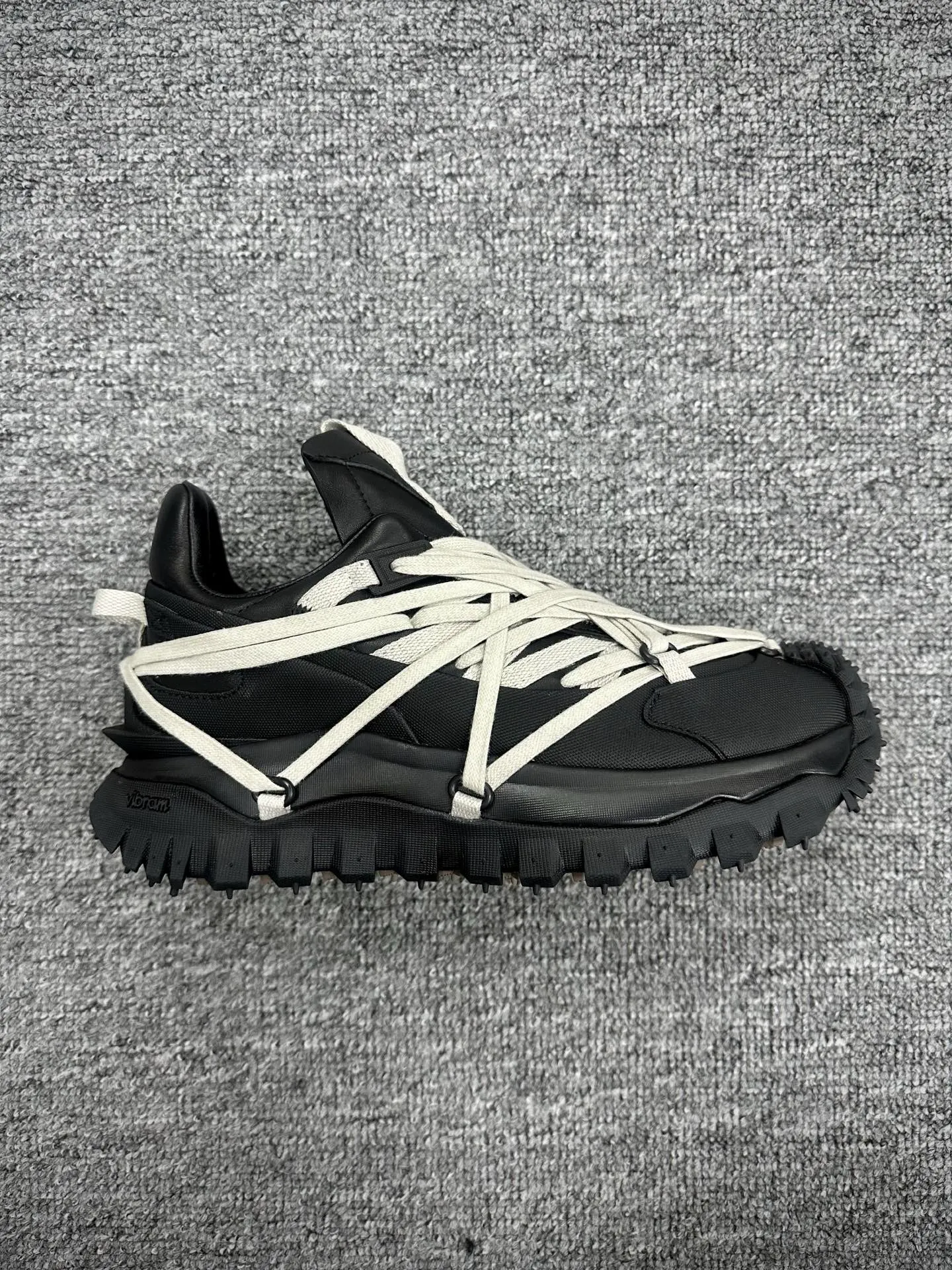 Mcler x Rick Owens Trailgrip Megalace Black Sneakers Right Side Details