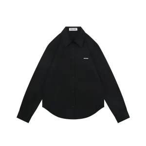 MiuM Small Logo Relaxed Long Sleeve Shirt