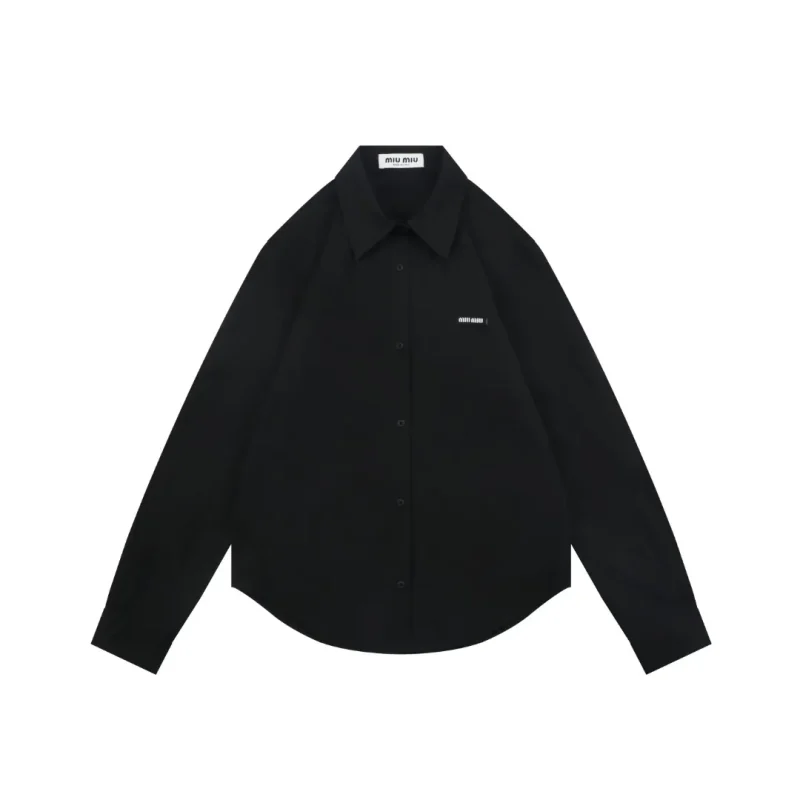 MiuM Small Logo Relaxed Long Sleeve Shirt