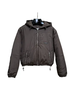 MiuM Women's Dark Brown Hooded Goose Down Jacket