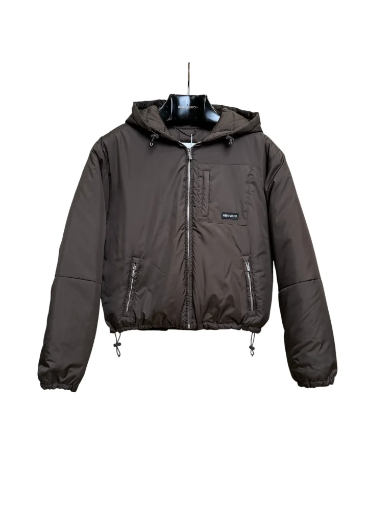 MiuM Women's Dark Brown Hooded Goose Down Jacket