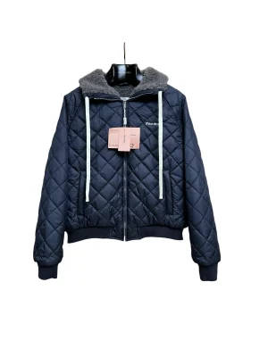 MiuM Women's Navy Blue Quilted Duck Down Jacket