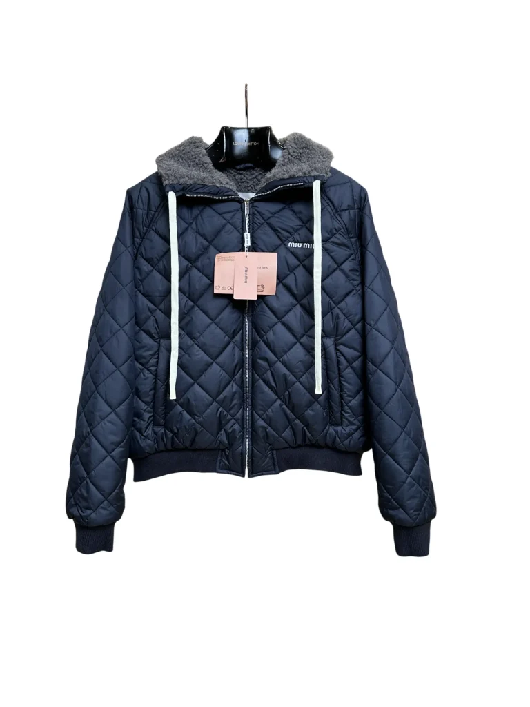 MiuM Women's Navy Blue Quilted Duck Down Jacket