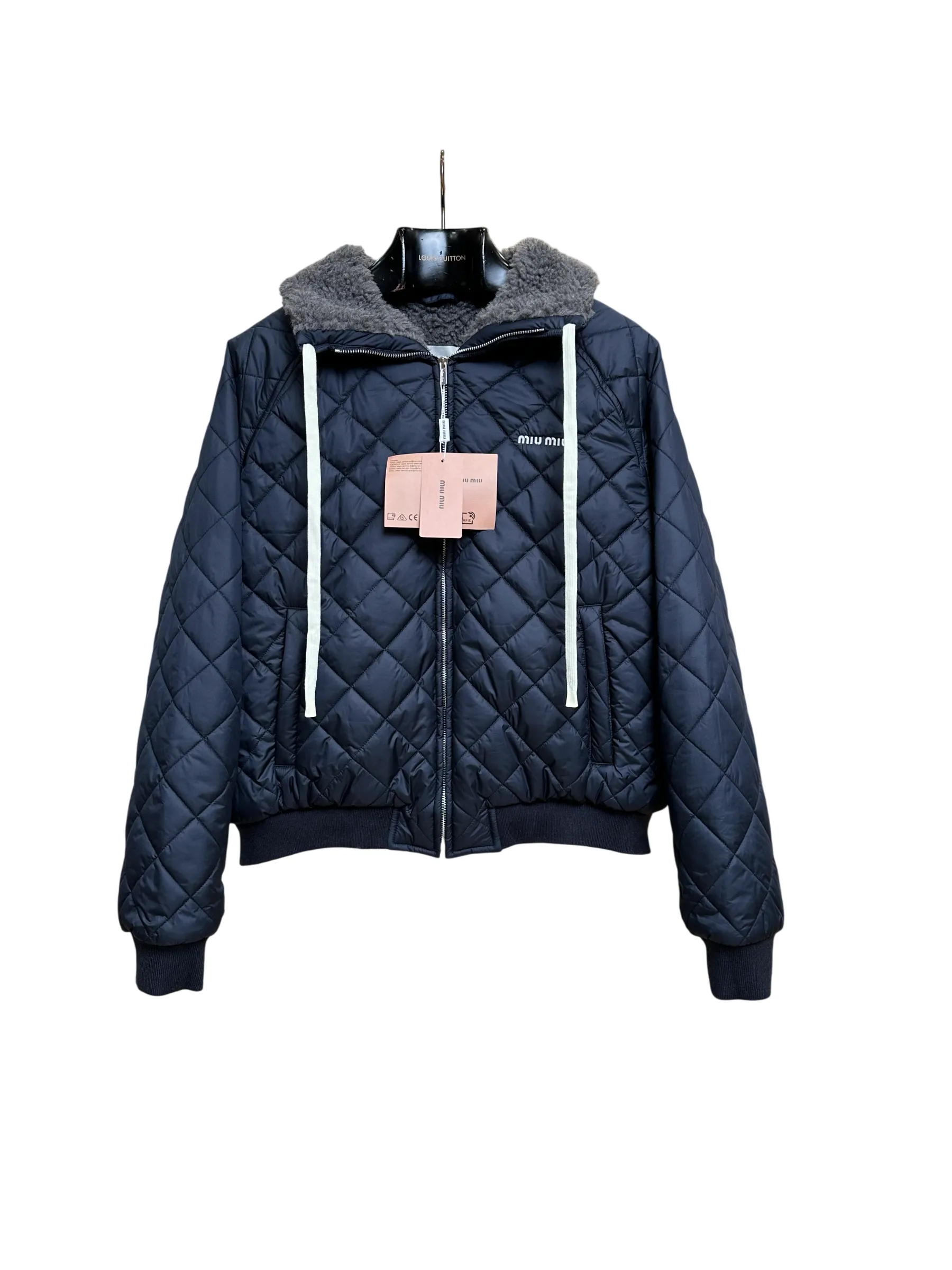 MiuM Women's Navy Blue Quilted Duck Down Jacket