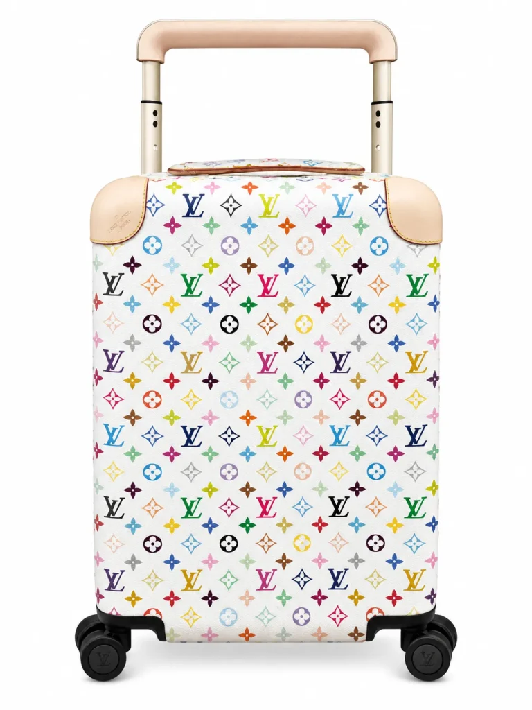 Monogram White Multicolor Horizon Rolling Carry-On Suitcase Front View On White Background