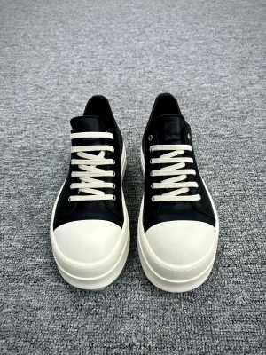 R 0wens Black Milk Leather Low Sneakers Profile View