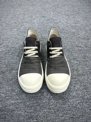 R 0wens DRKSHDW BlackMilk Low Sneakers with Ribbon Wrap Profile View