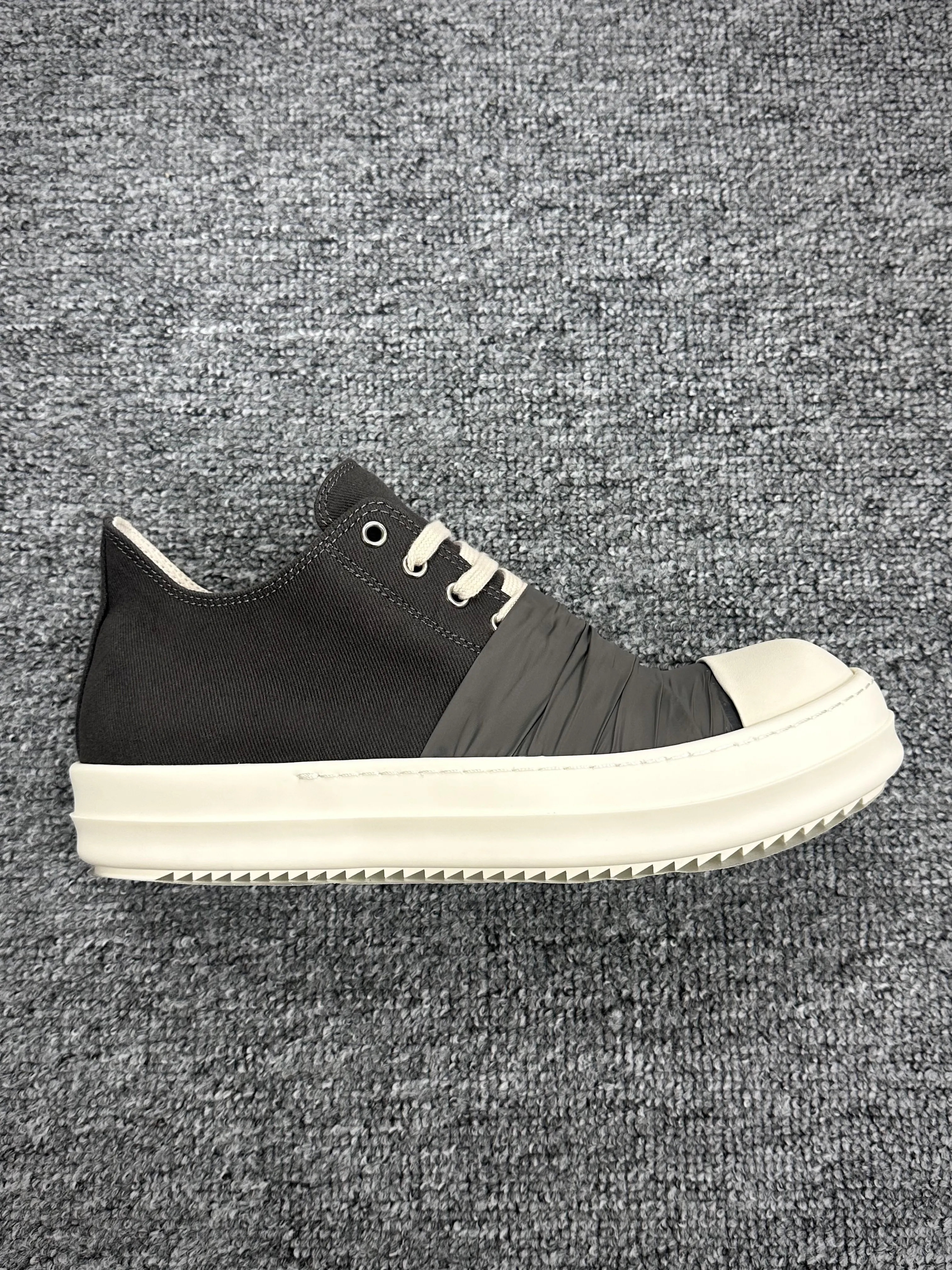 R 0wens DRKSHDW BlackMilk Low Sneakers with Ribbon Wrap Right Side View