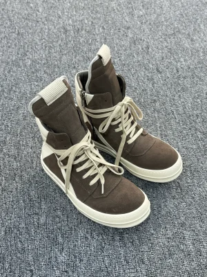 R 0wens Geobasket Dust Milk Suede High-Top Sneakers Angeled View