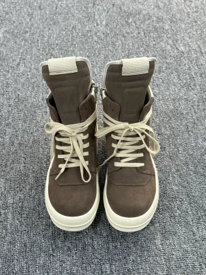 R 0wens Geobasket Dust Milk Suede High-Top Sneakers Profile View