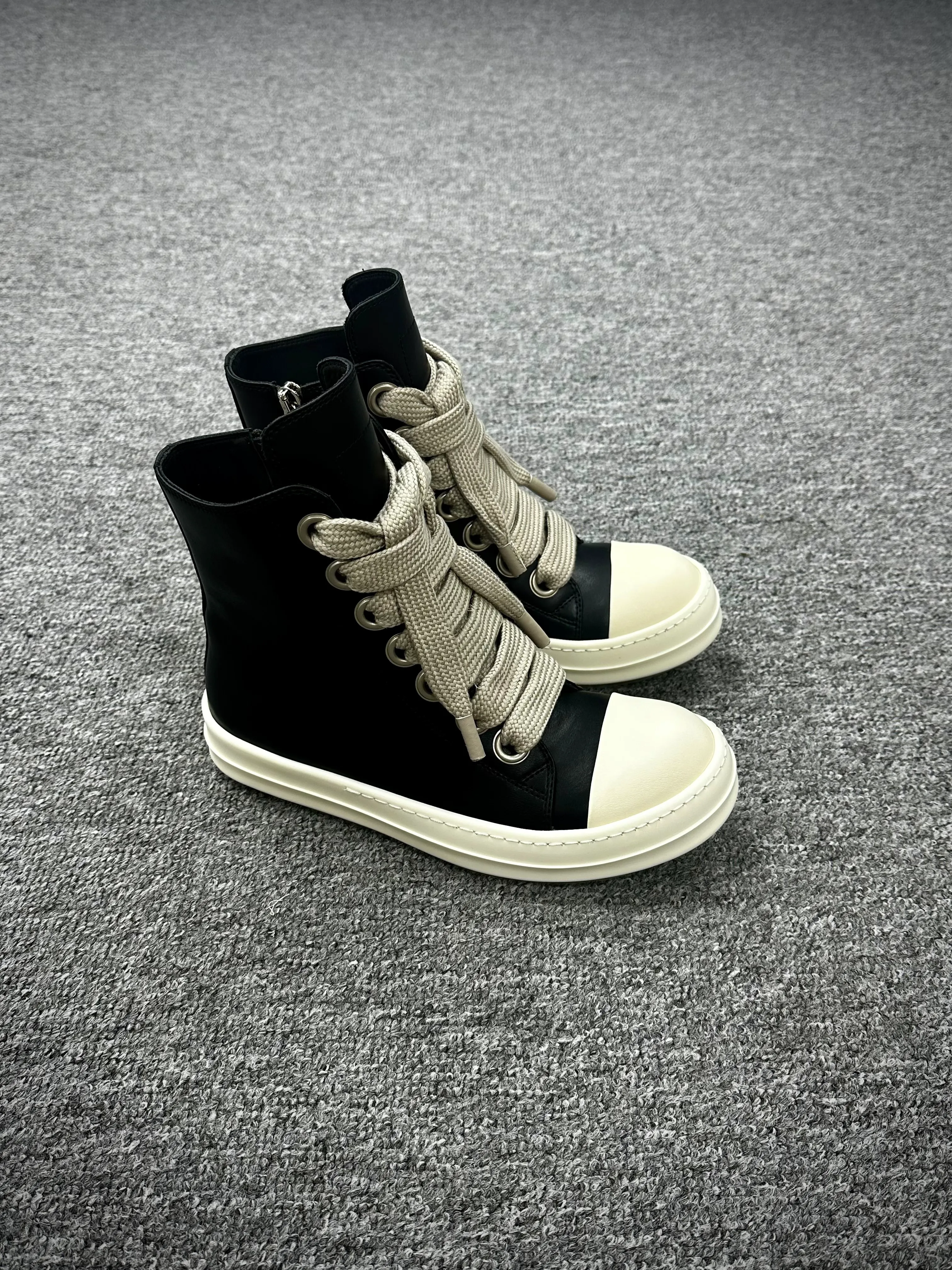 R 0wens Jumbo Lace High-Top Sneakers Black Milk Angeled View