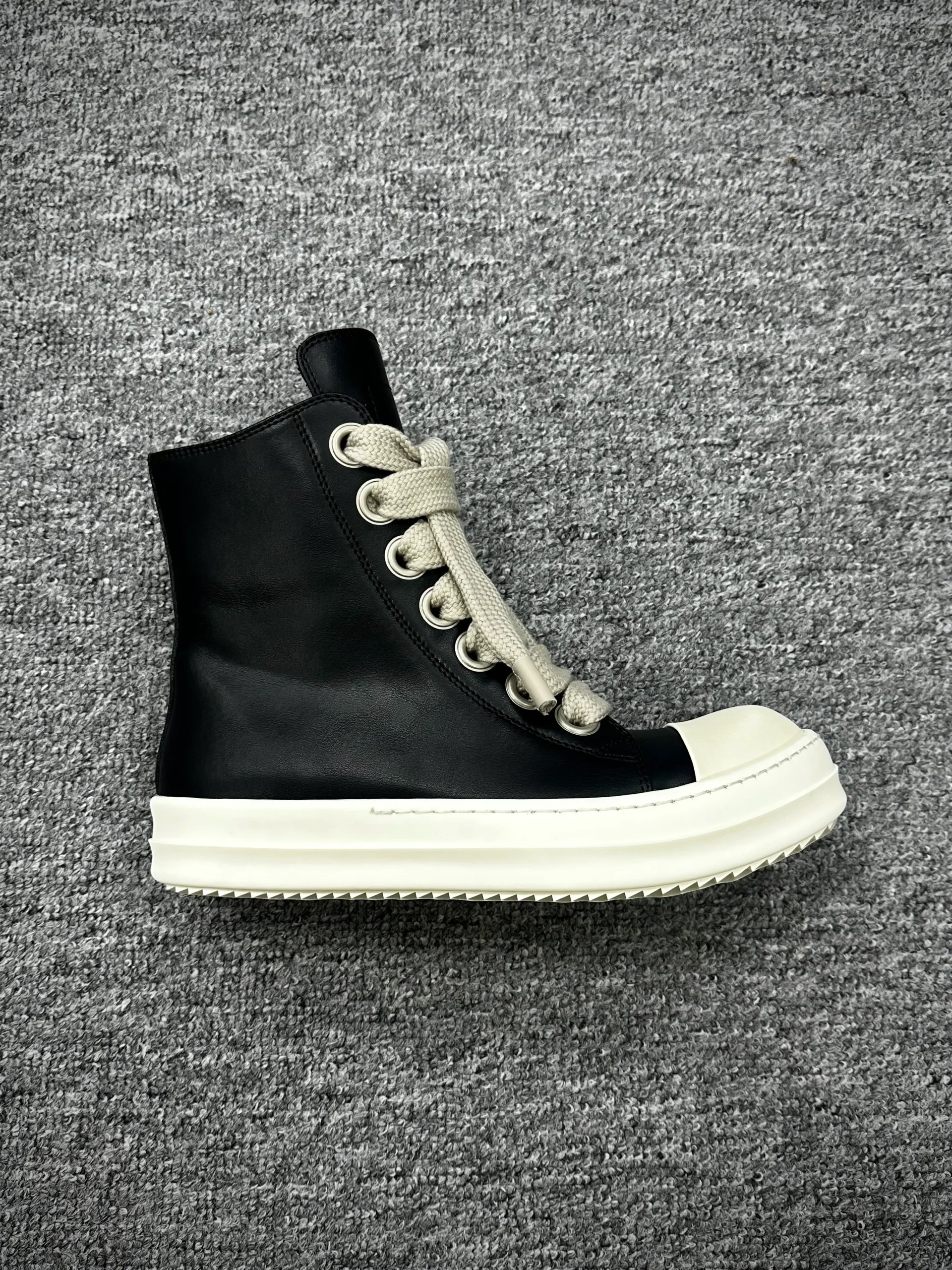 R 0wens Jumbo Lace High-Top Sneakers Black Milk Right Side View