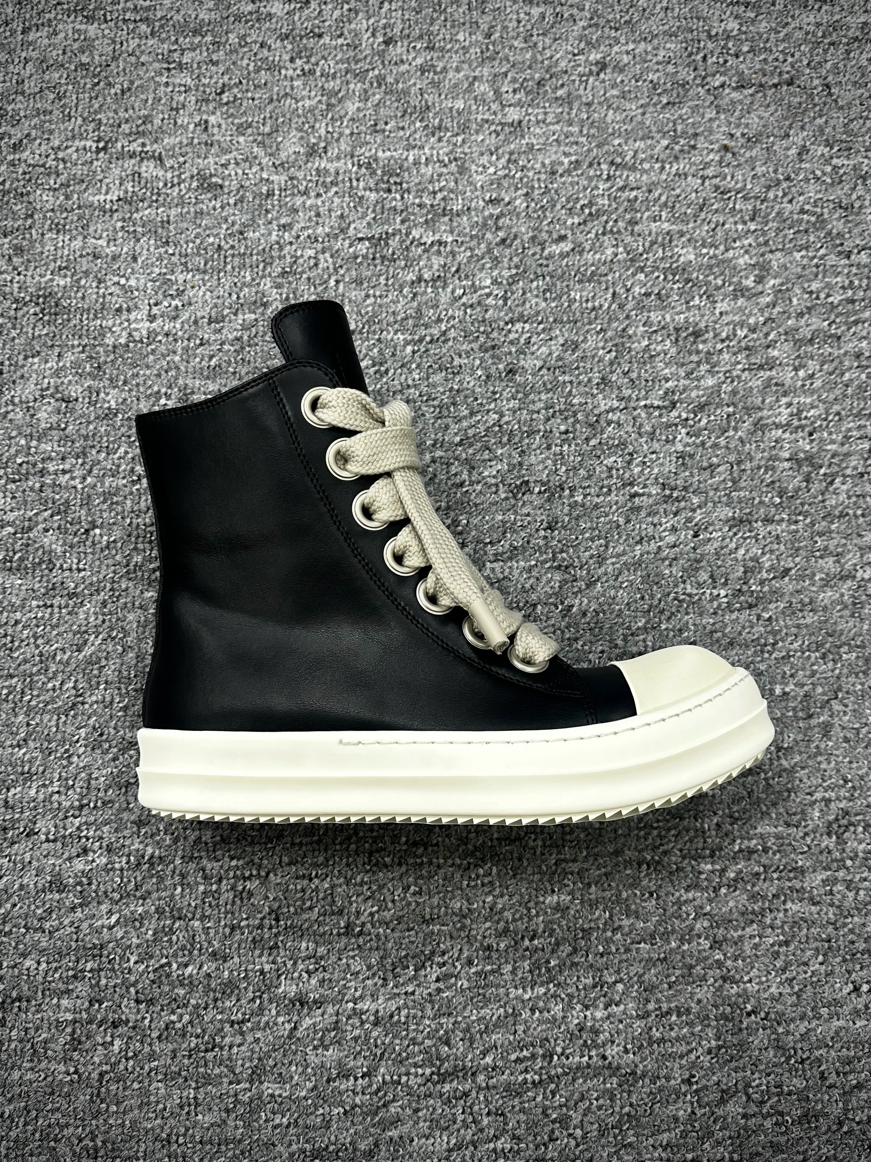 R 0wens Jumbo Lace High-Top Sneakers Black Milk Right Side View