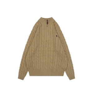 RL N10 Pony Logo Cable Knit Half-Zip Sweater