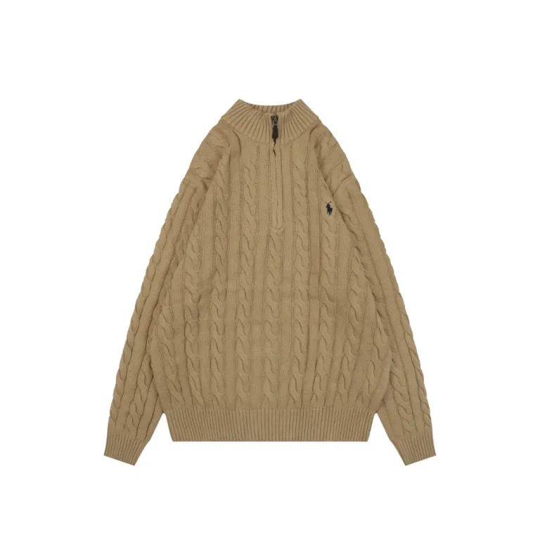 RL N10 Pony Logo Cable Knit Half-Zip Sweater