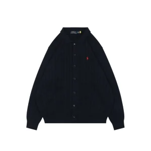 RL Pony Logo Cable Knit Cardigan Sweater