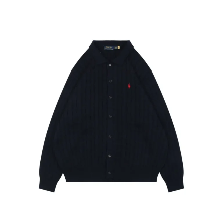 RL Pony Logo Cable Knit Cardigan Sweater