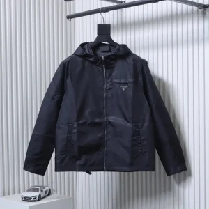 Re-Nylon Pocket Striped Zip-Up Hooded Jacket