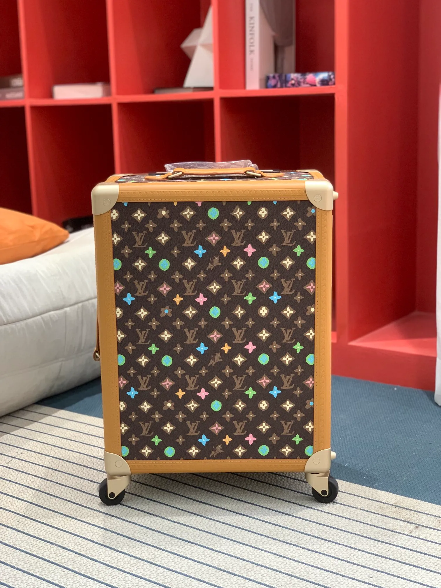 Brown Multicolor Monogram Rolling Trunk Rear View