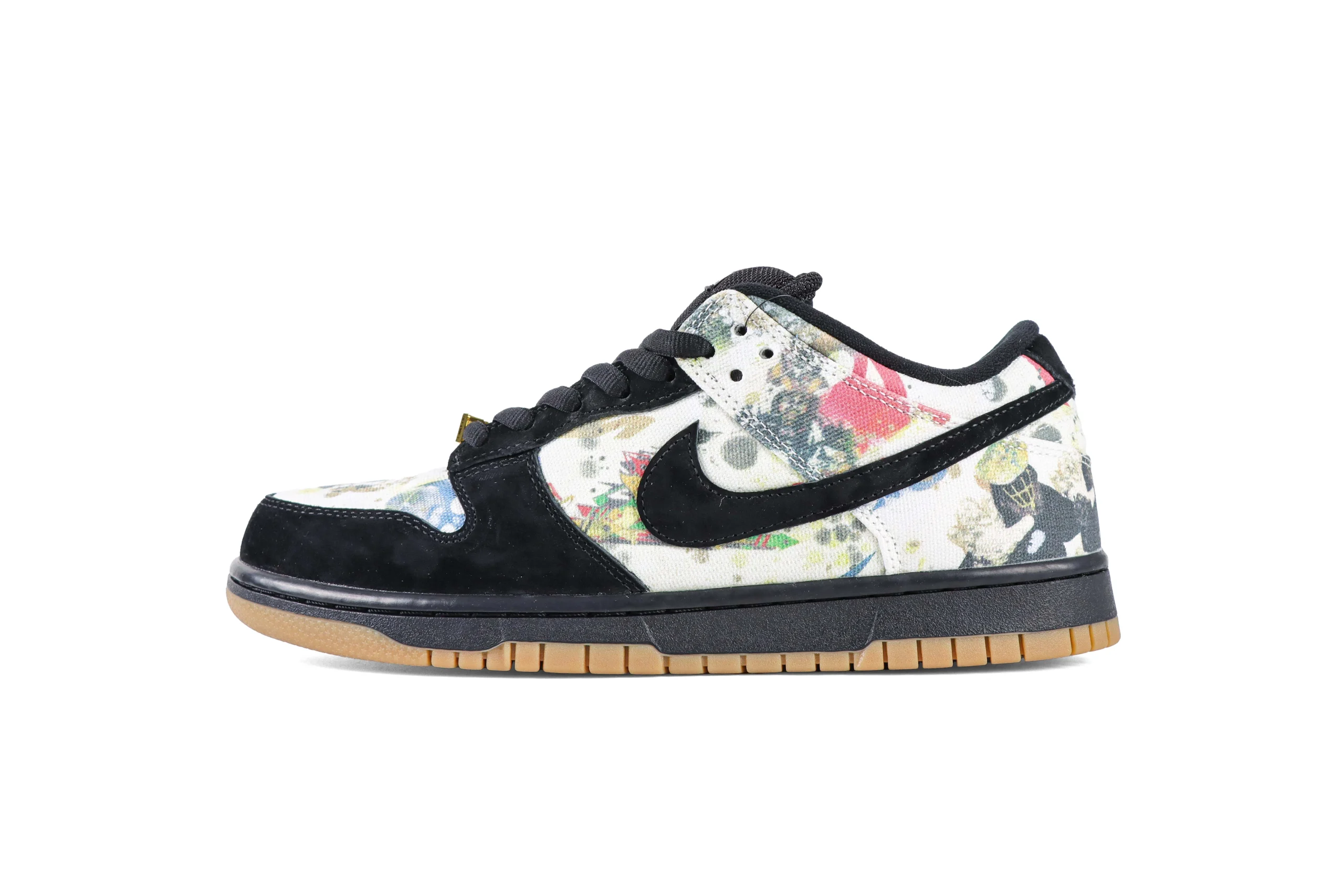 Sup x N1k3 SB Dunk Low Rammellzee Sneakers Black Multi-Color Left Side View