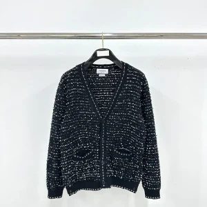 TB Black Tweed Jacquard Cardigan Sweater