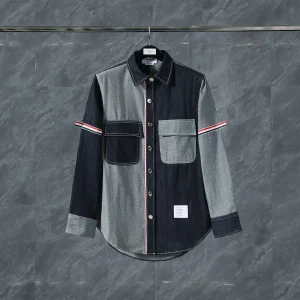 TB Color Block Denim Tricolor Stripe Jacket