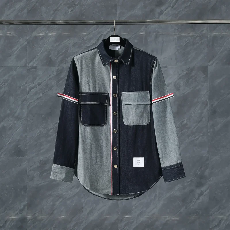 TB Color Block Denim Tricolor Stripe Jacket