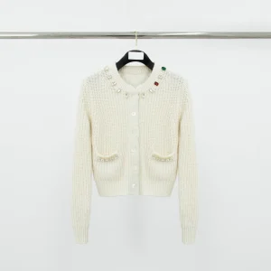 TB Crystal Gemstone Embellished Knit Cardigan