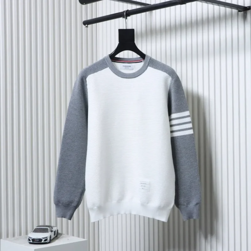 TB Four-Bar Color Block Preppy Knit Sweater
