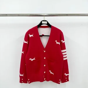 TB Hector Dog Intarsia Cotton Cardigan Sweater