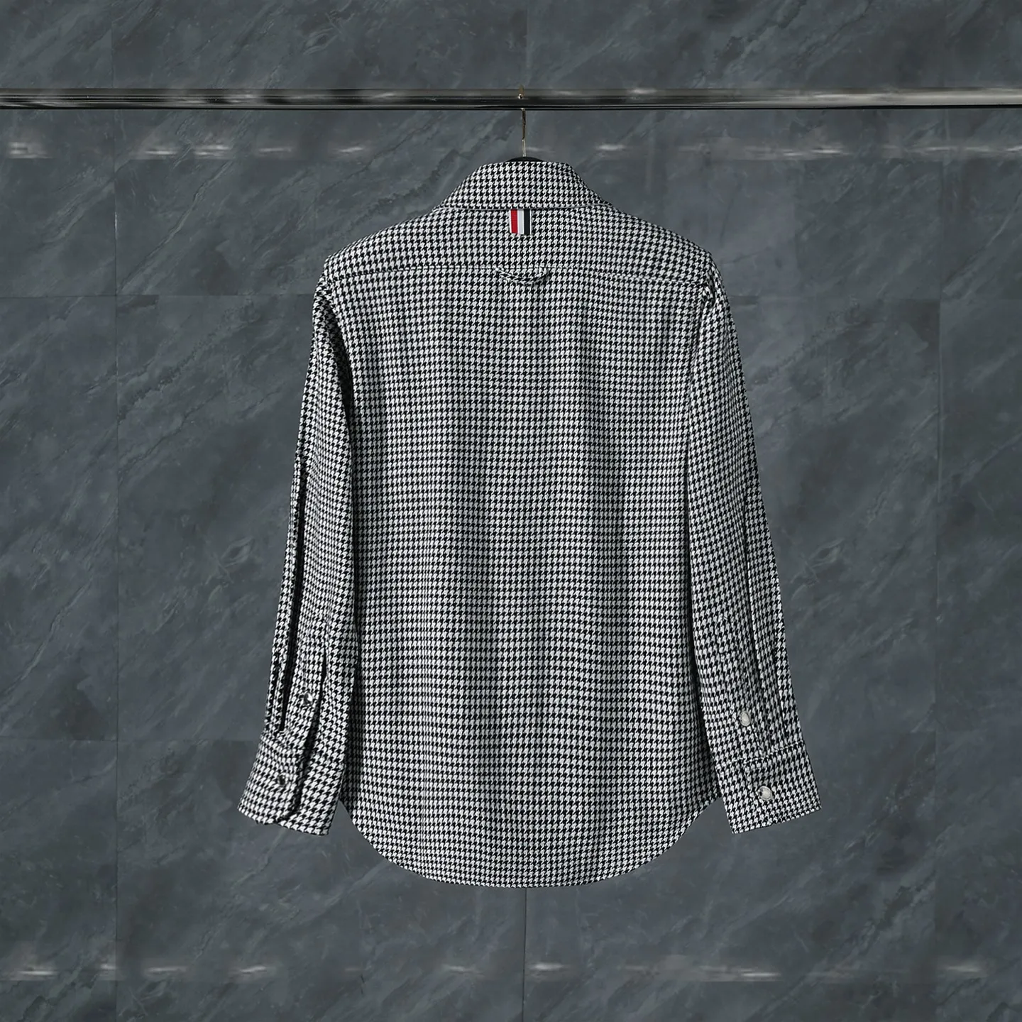 Back View TB Houndstooth Check Lapel Casual Jacket
