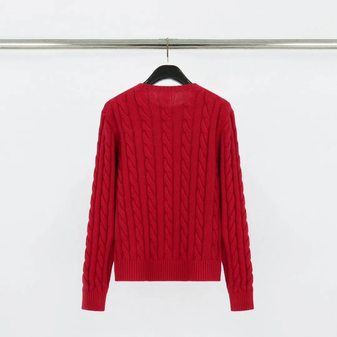 Back View TB Pony Logo Cable Knit Crew Neck Sweater
