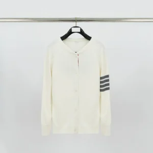 TB Rose Jacquard Four-Bar Wool Cardigan