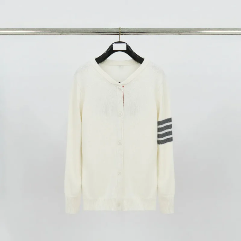 TB Rose Jacquard Four-Bar Wool Cardigan