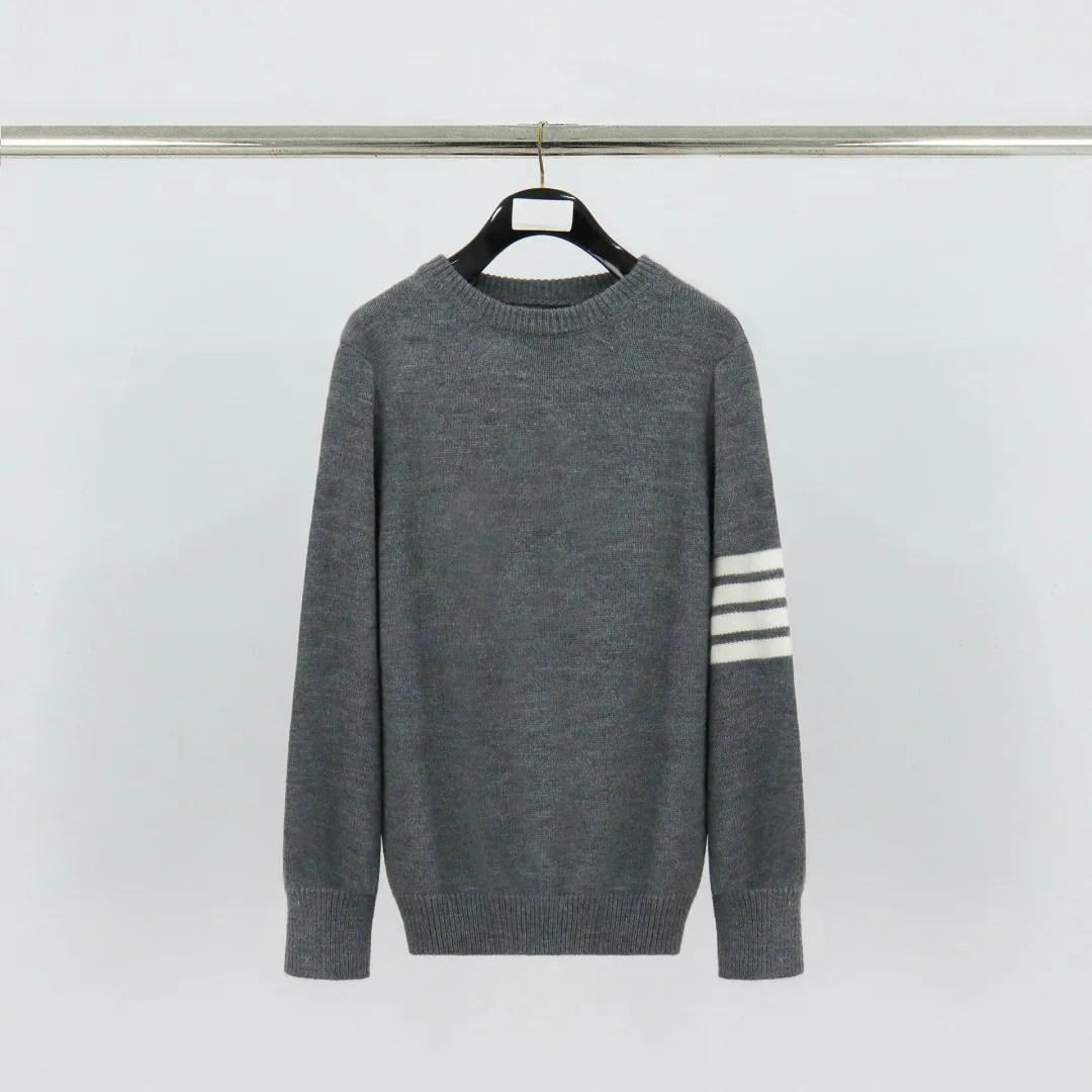 TB Rose Jacquard Four-Bar Wool Crewneck Sweater