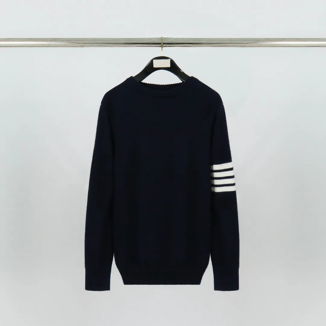 TB Rose Jacquard Four-Bar Wool Crewneck Sweater