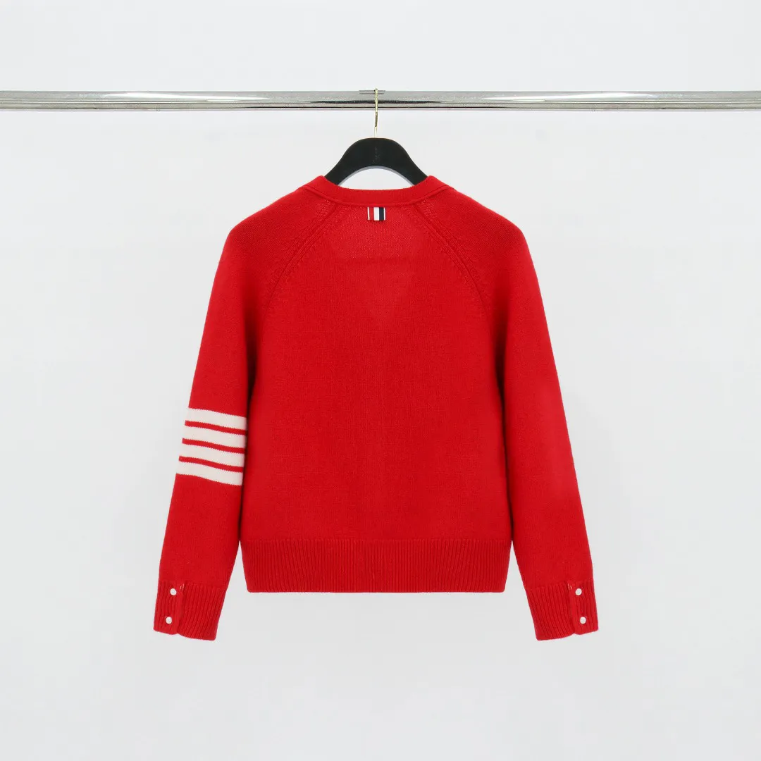 Back View TB Short 100% Wool Raglan Cardigan Sweater