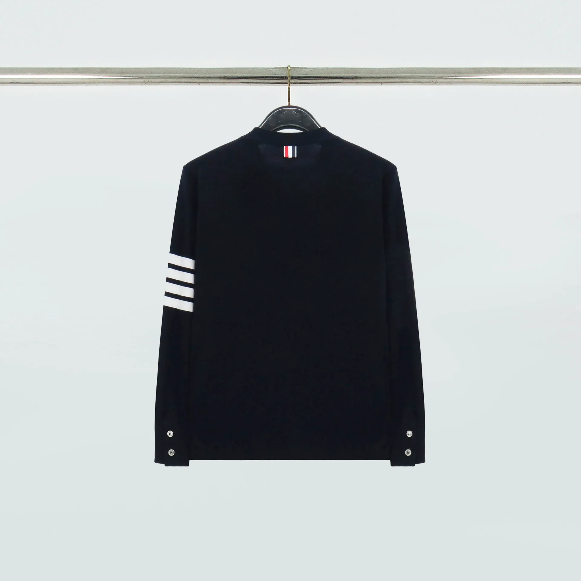 Back View TB Tennis Racket Four-Bar Cotton Cardigan Sweater